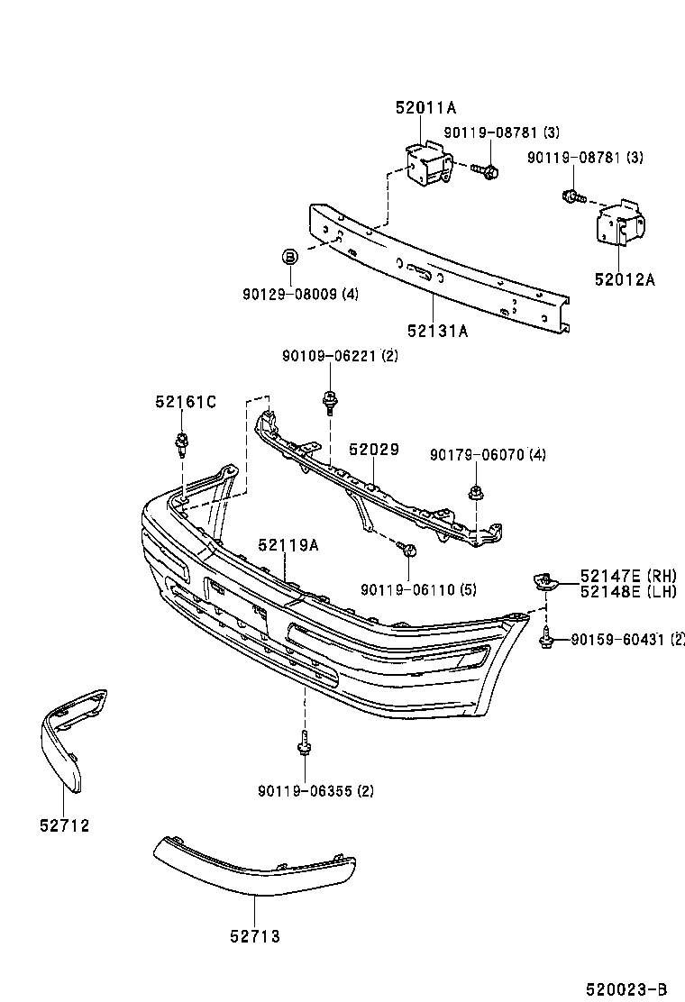 52147-16080 BRACKET, FRONT BUMPER MOUNTING, RH product image