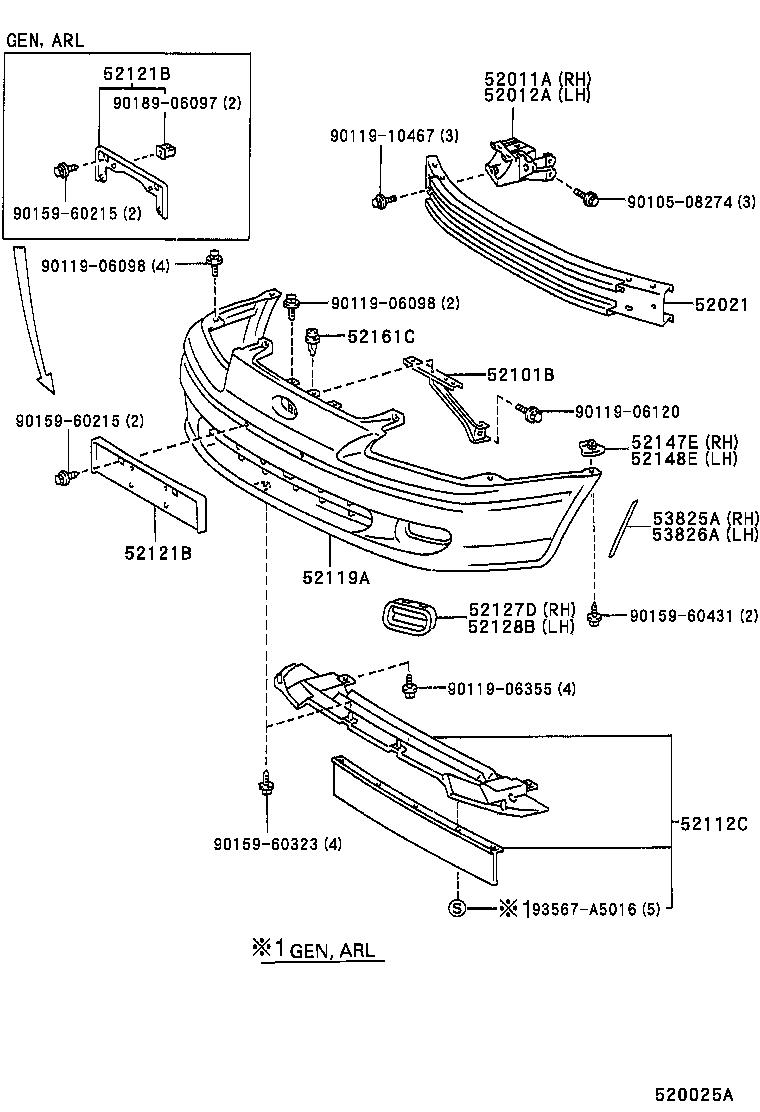 52102-16040 EXTENSION, FRONT BUMPER product image