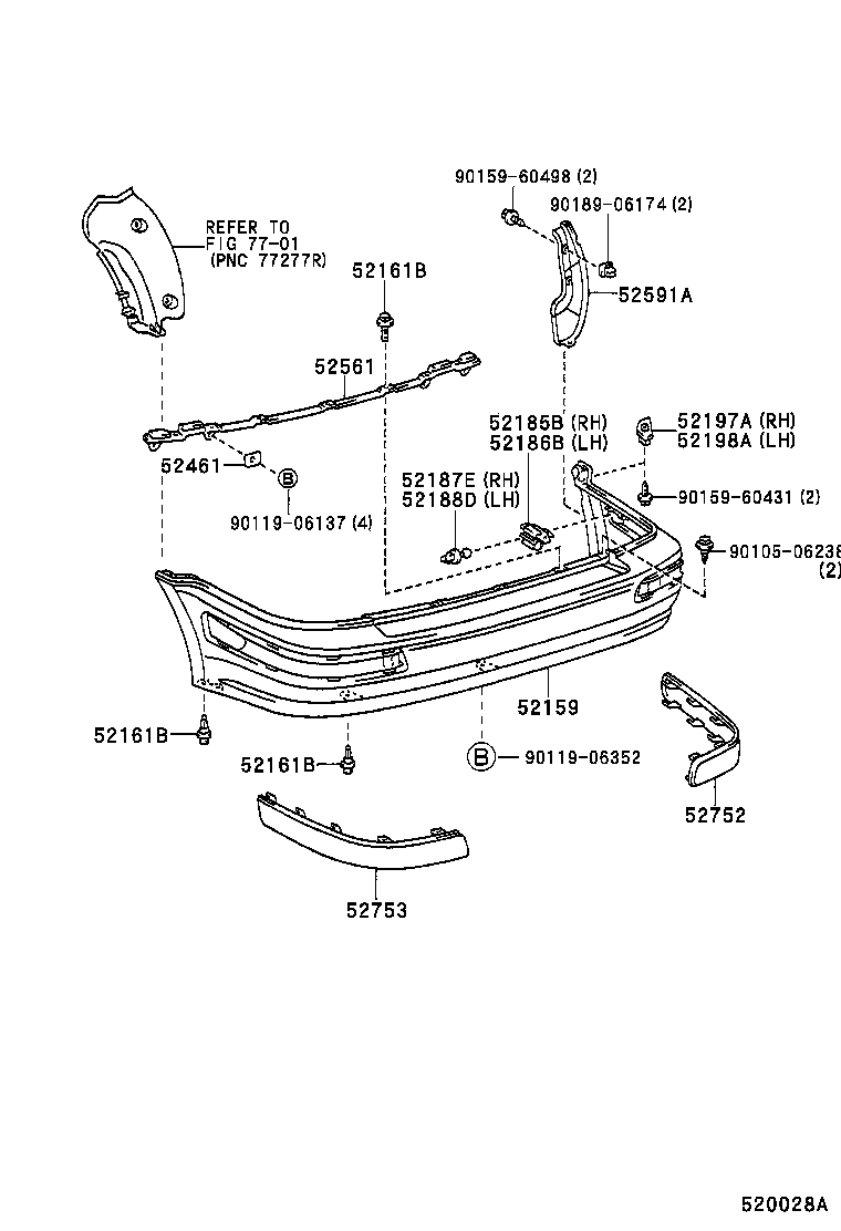 52159-16480-C0 COVER, REAR BUMPER product image