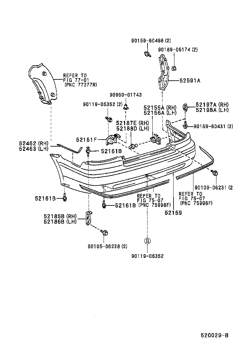 52159-16511-B2 COVER, REAR BUMPER product image