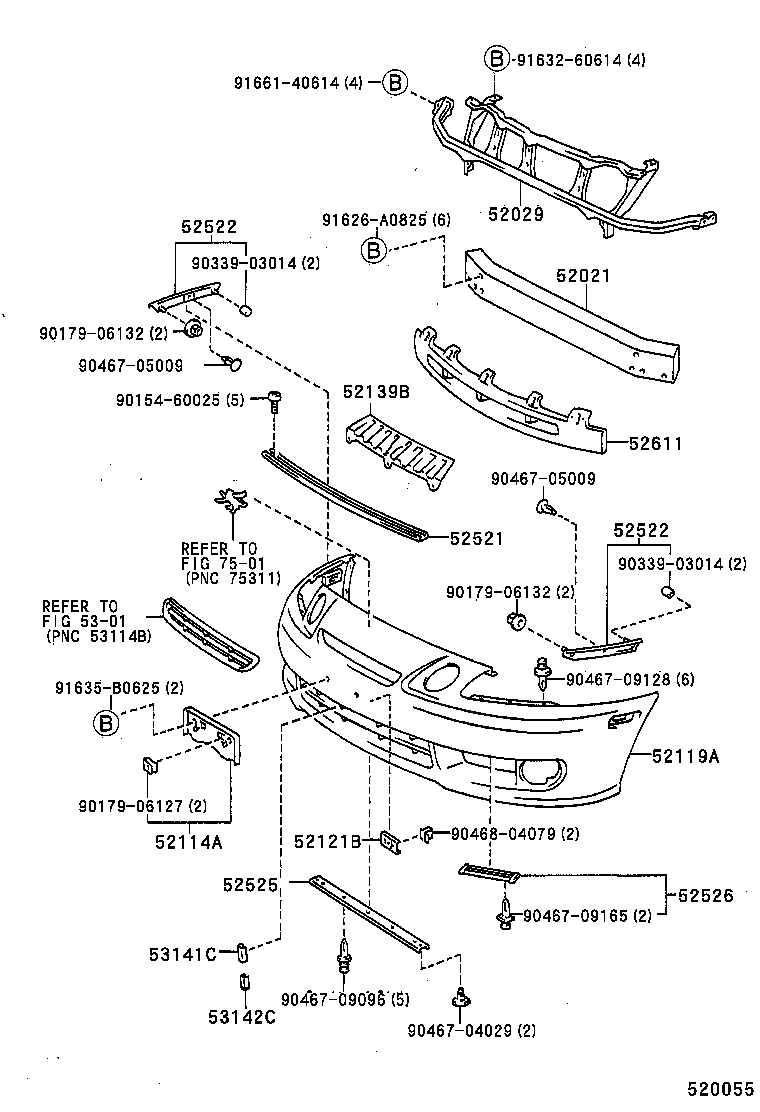 52114-24030 BRACKET, FRONT BUMPER EXTENSION MOUNTING product image