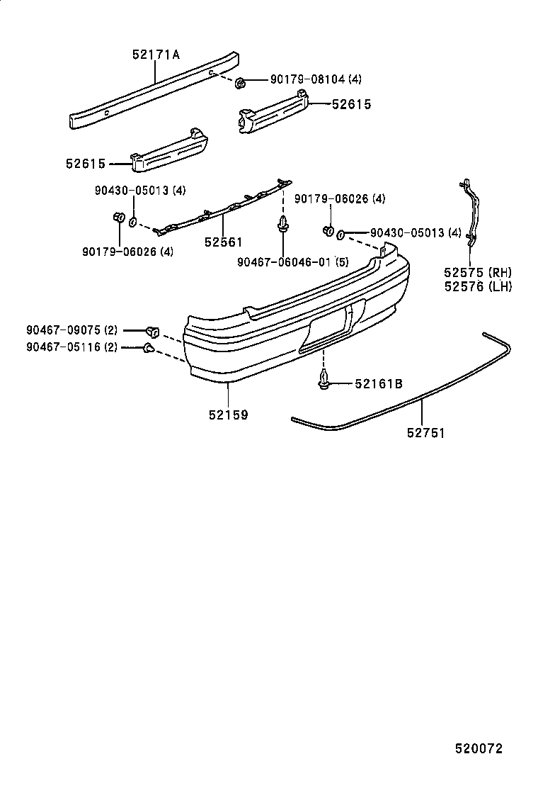 52159-22620-A2 COVER, REAR BUMPER product image