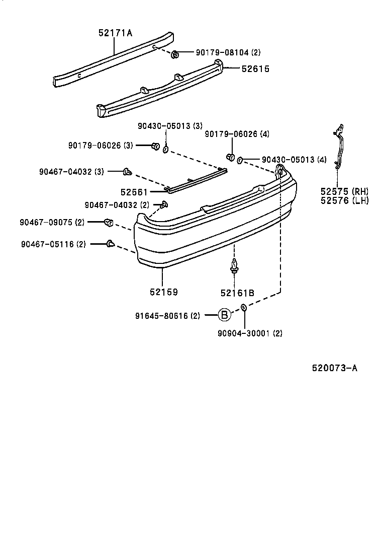 52159-22660-B0 COVER, REAR BUMPER product image