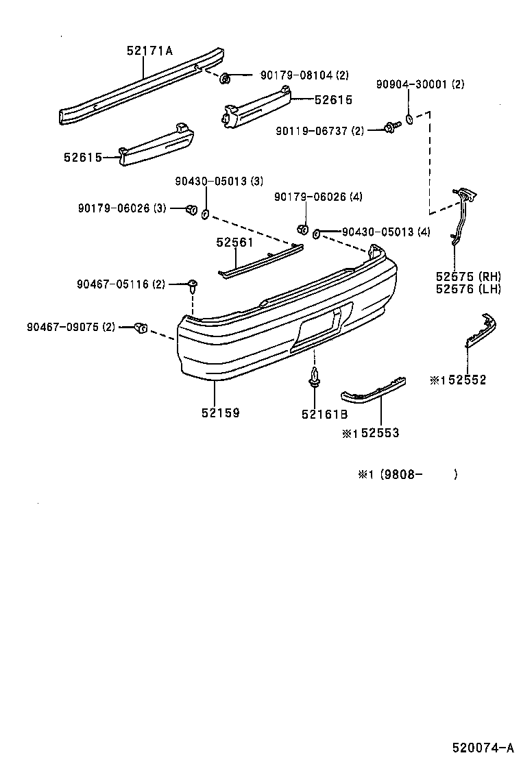 52159-22650-A2 COVER, REAR BUMPER product image