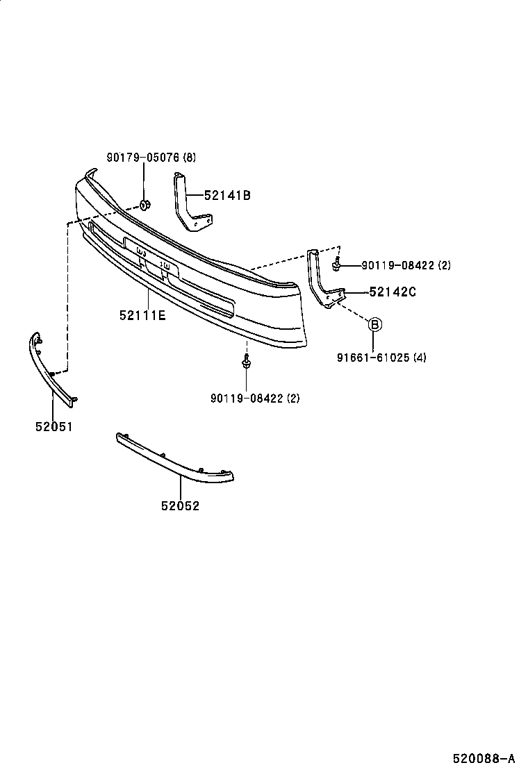 52102-0B070 EXTENSION, FRONT BUMPER, RH product image