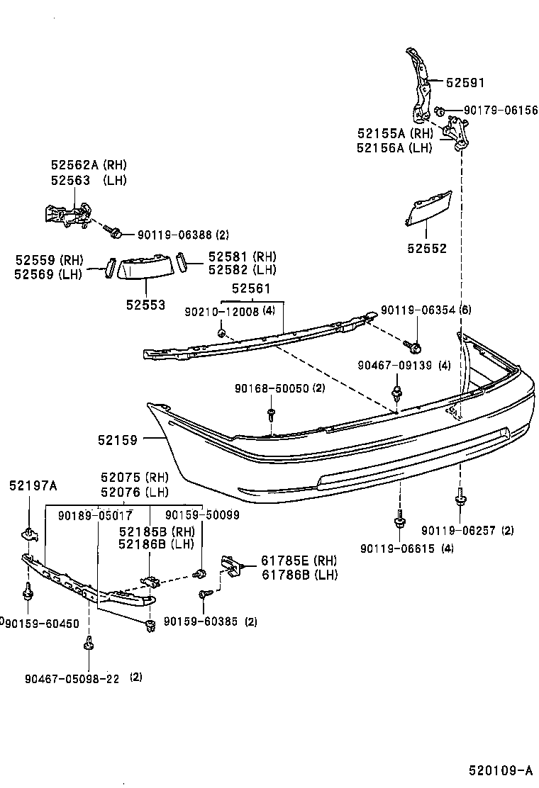 52155-12220 SUPPORT, REAR BUMPER SIDE, RH product image