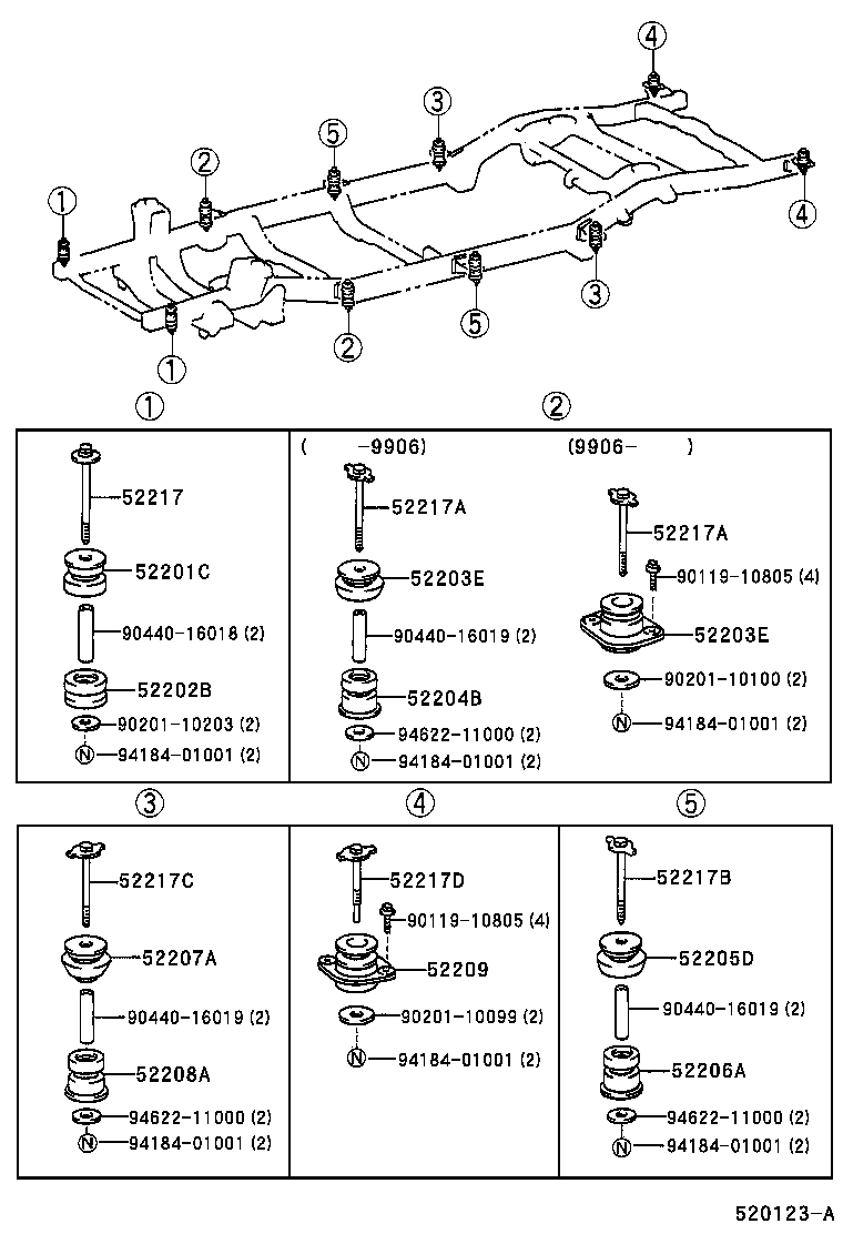 52209-35020 CUSHION SUB-ASSY, REAR END BODY MOUNTING, UPPER product image
