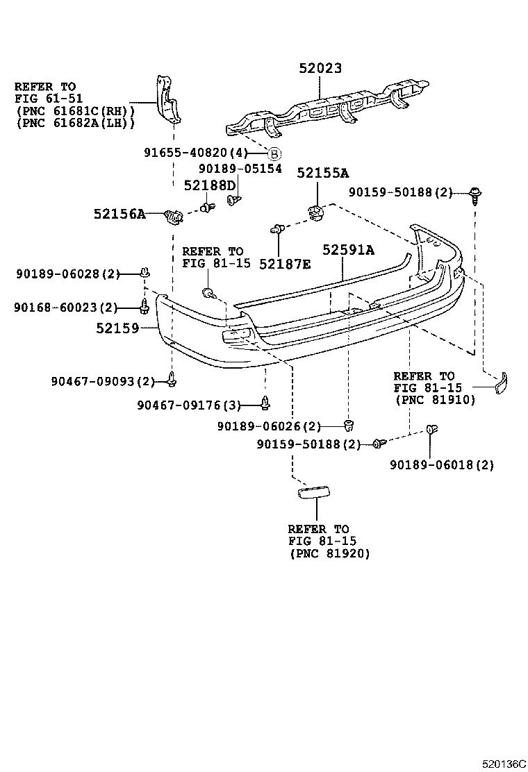 52155-26080 SUPPORT, REAR BUMPER SIDE, RH product image