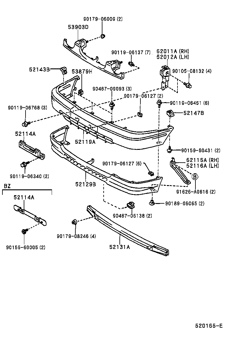 52114-12080 BRACKET, FRONT BUMPER EXTENSION MOUNTING product image