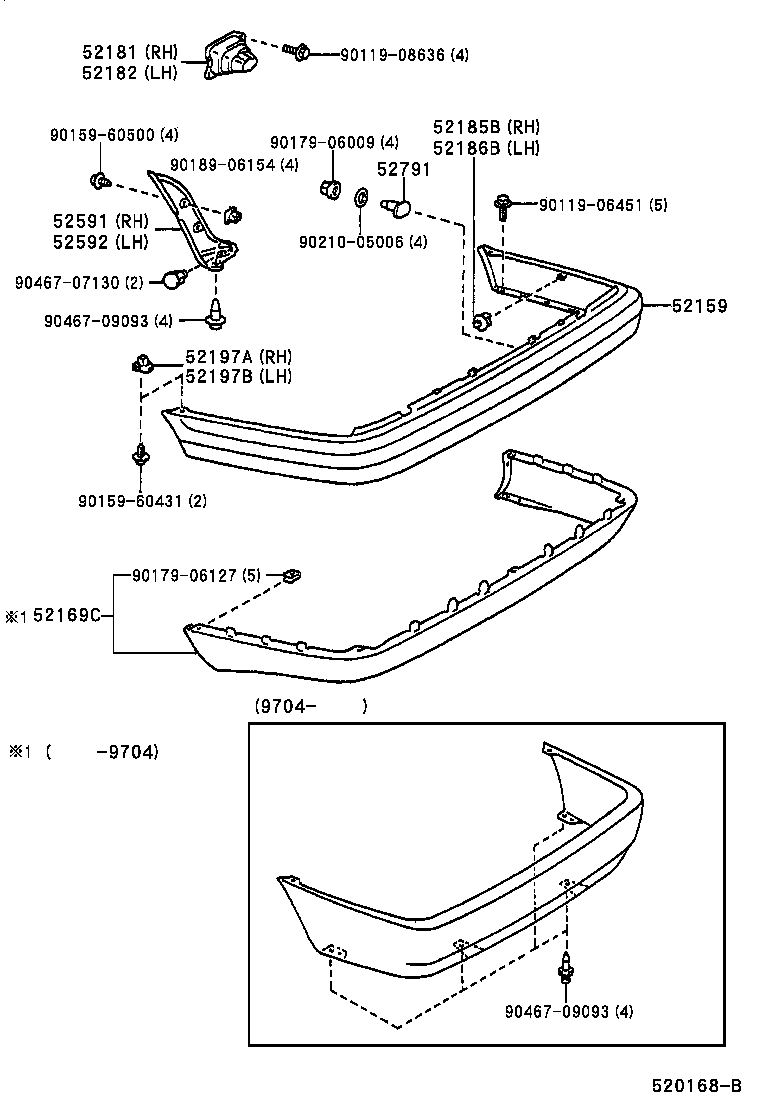 52592-12040 SEAL, REAR BUMPER SIDE, LH product image