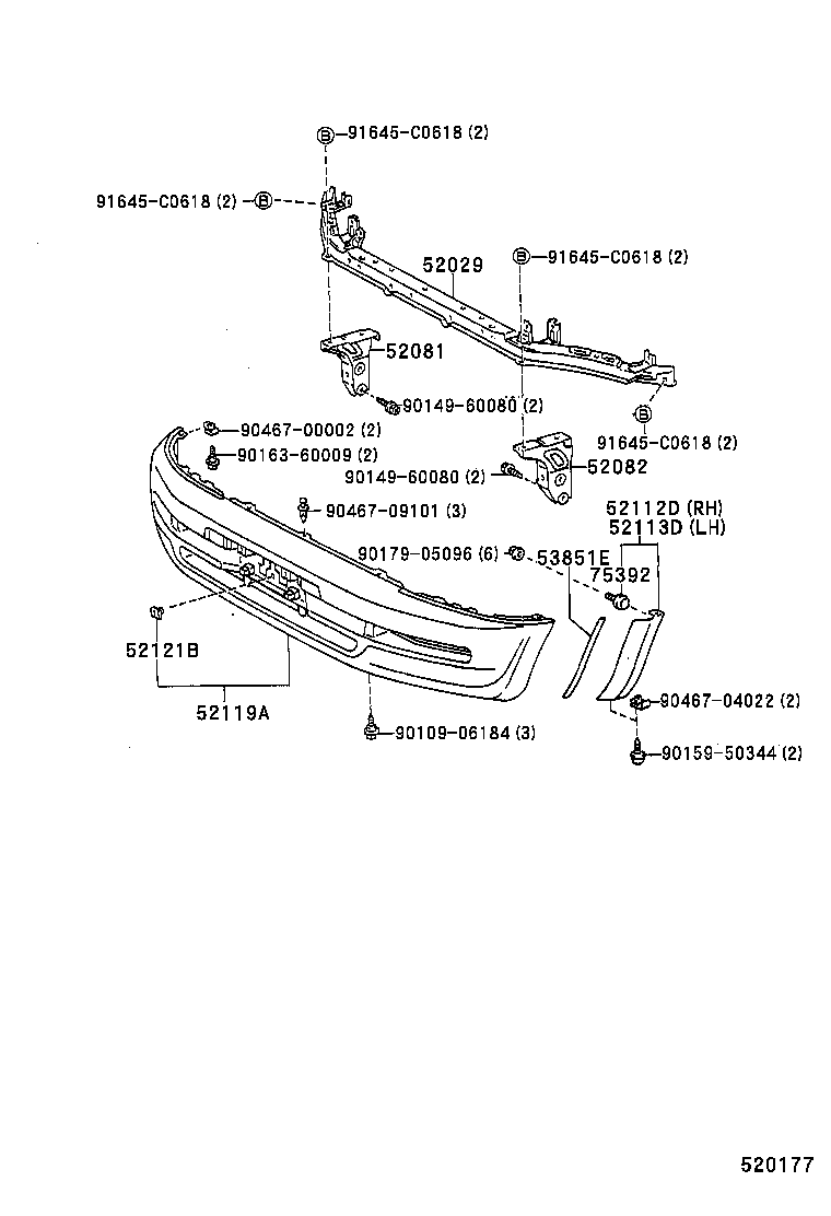 52102-42900 EXTENSION, FRONT BUMPER, RH product image