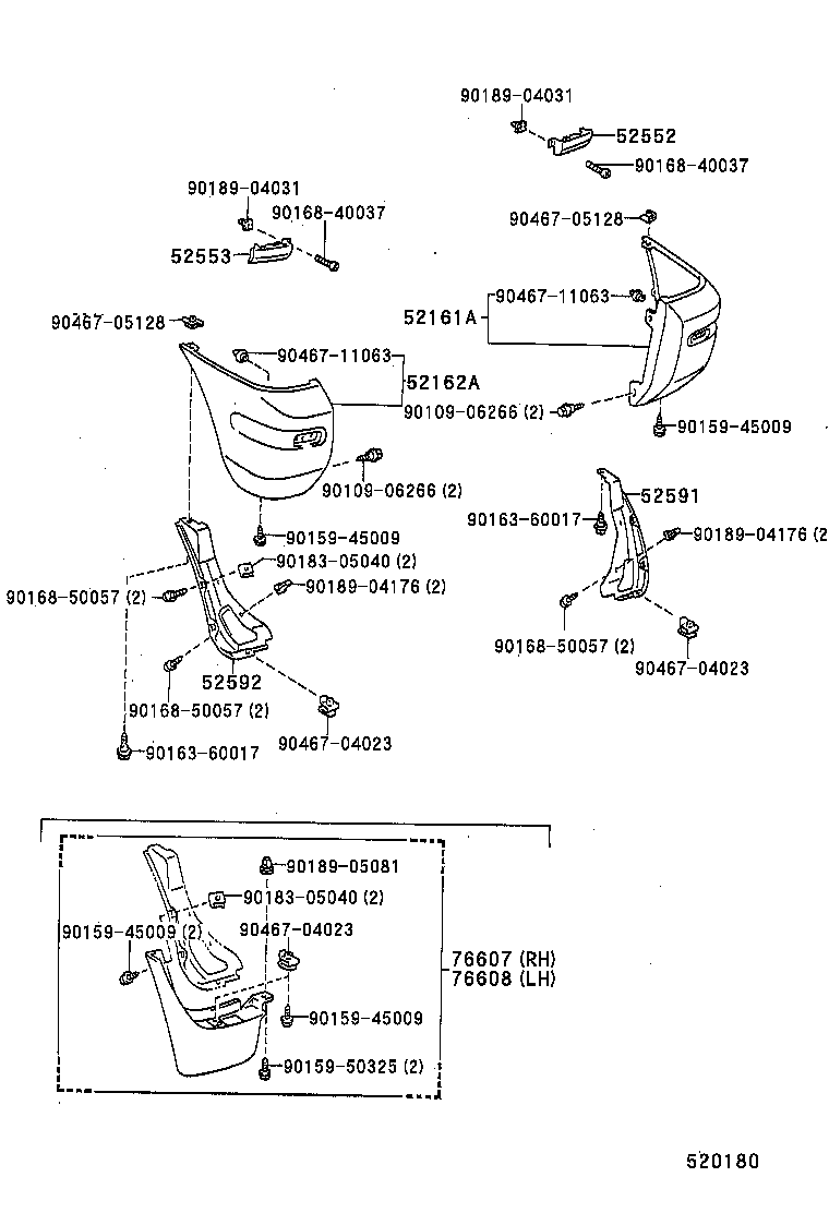 52592-42010 SEAL, REAR BUMPER SIDE, LH product image