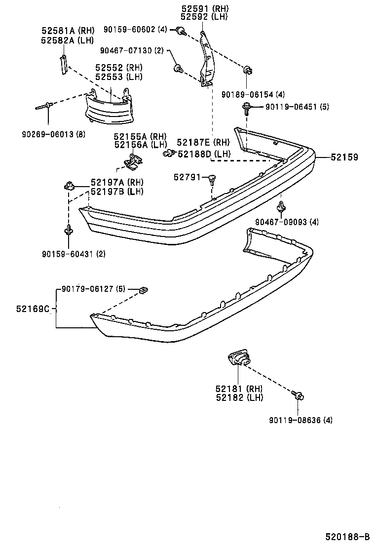 52592-12030 SEAL, REAR BUMPER SIDE, LH product image