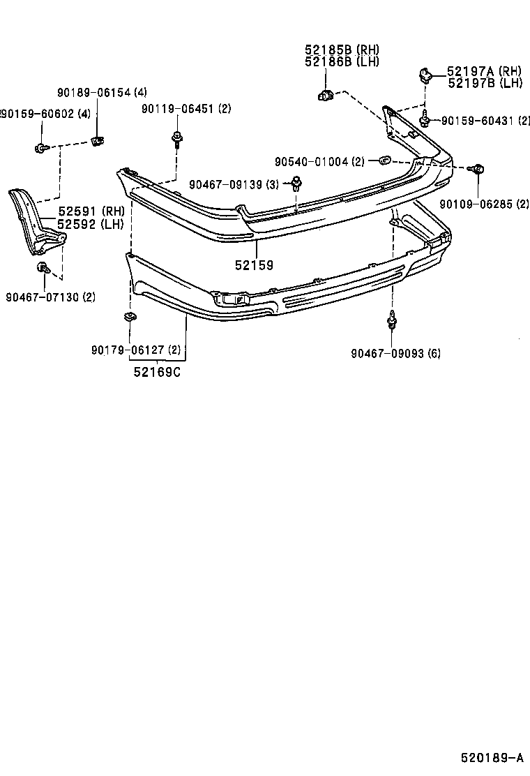 52592-12030 SEAL, REAR BUMPER SIDE, LH product image