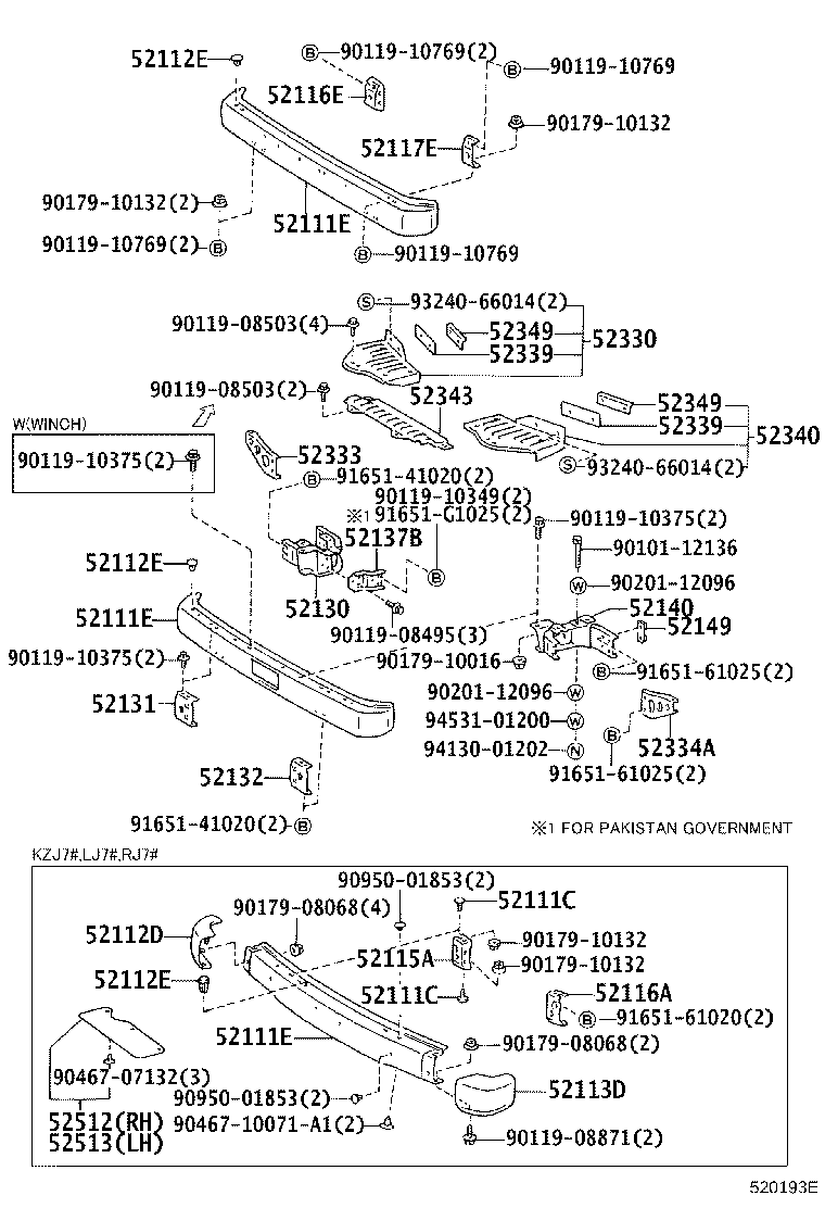 52101-60130 BAR, FRONT BUMPER product image