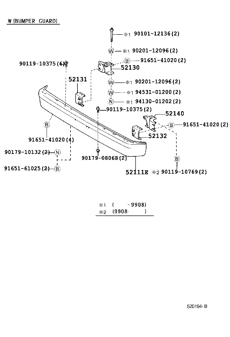 52101-60130 BAR, FRONT BUMPER product image