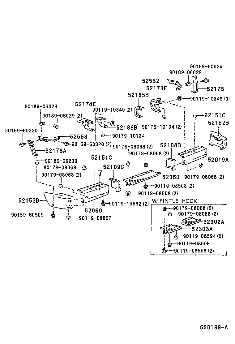 52019-60040 BAR SUB-ASSY, REAR BUMPER, RH product image