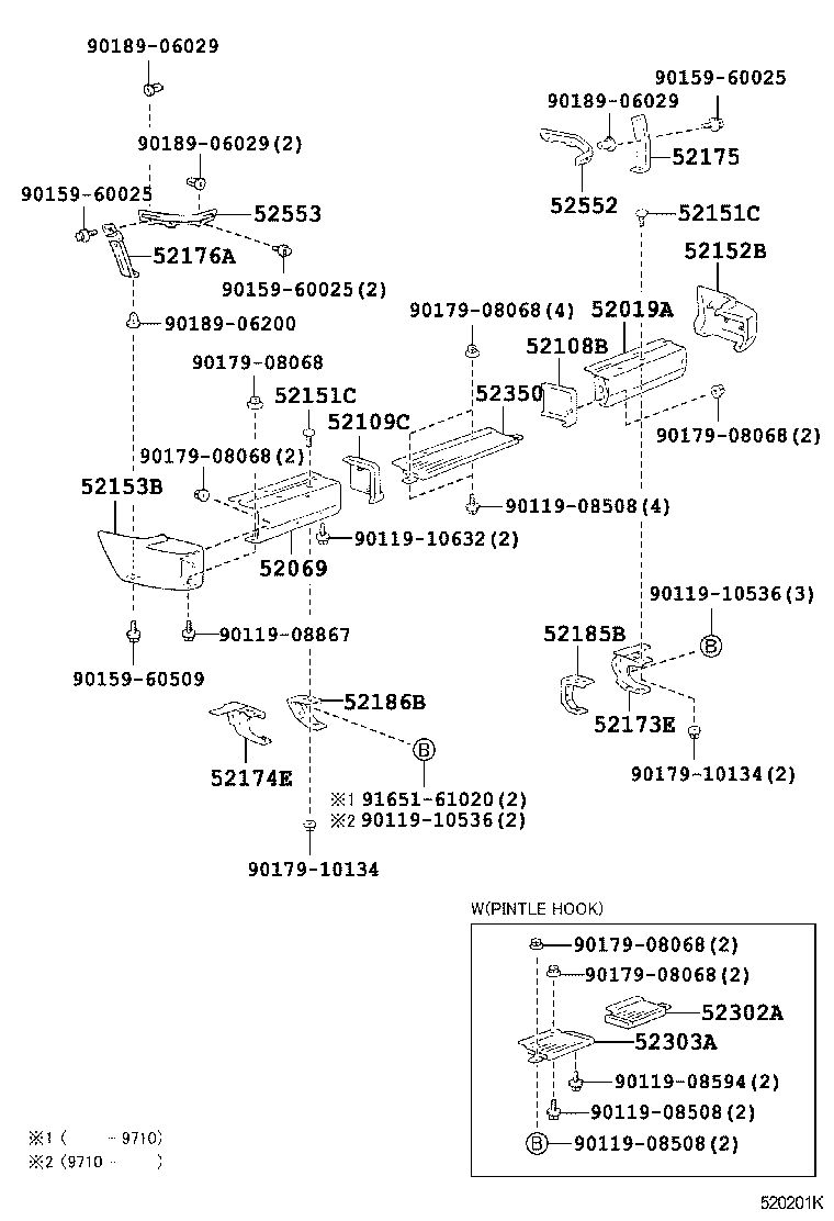 52155-60050 SUPPORT, REAR BUMPER SIDE, RH product image