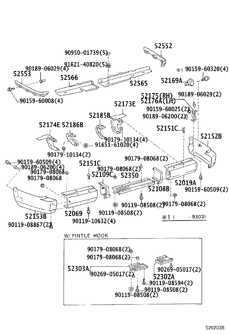 52019-60040 BAR SUB-ASSY, REAR BUMPER, RH product image