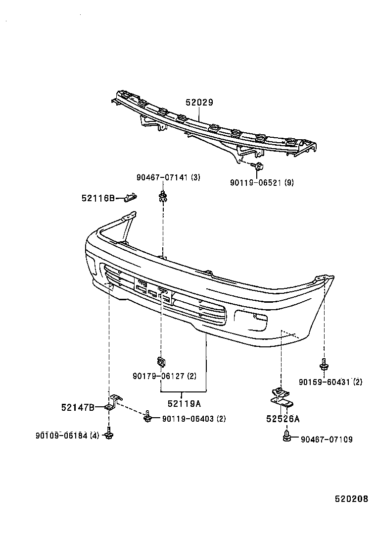 52029-10040 REINFORCEMENT SUB-ASSY, FRONT BUMPER, UPPER product image