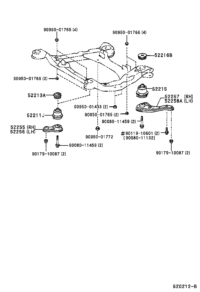 52257-08010 BRACE, FRONT SUSPENSION MEMBER, REAR RH product image