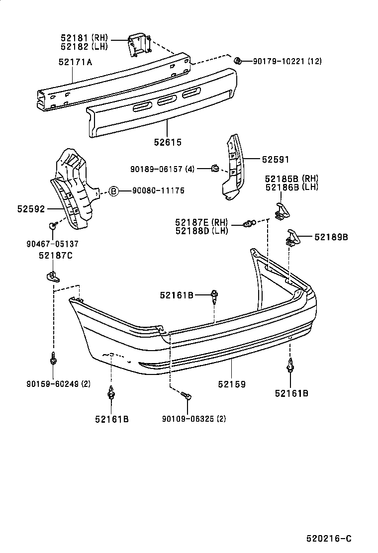 52592-08010 SEAL, REAR BUMPER SIDE, LH product image