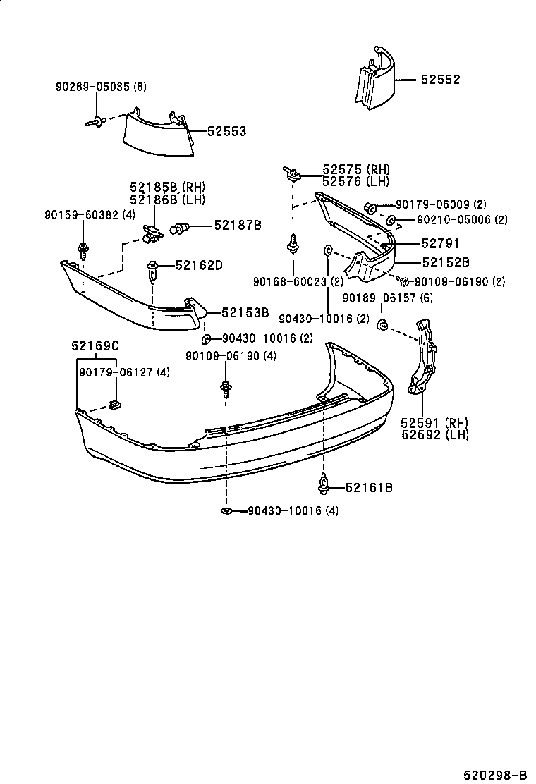 52592-21020 SEAL, REAR BUMPER SIDE, LH product image