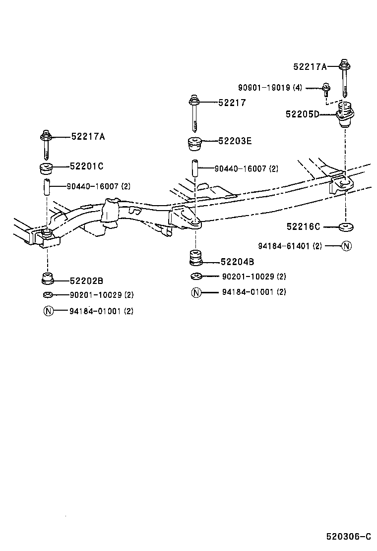 52201-04020 CUSHIION SUB-ASSY, CAB MOUNTING, NO.1 UPPER product image
