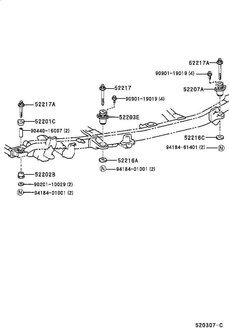 52201-04020 CUSHIION SUB-ASSY, CAB MOUNTING, NO.1 UPPER product image