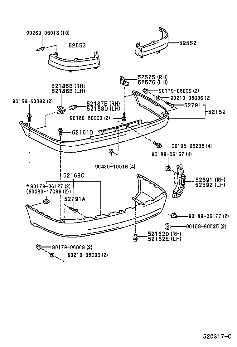 52592-05010 SEAL, REAR BUMPER SIDE, LH product image