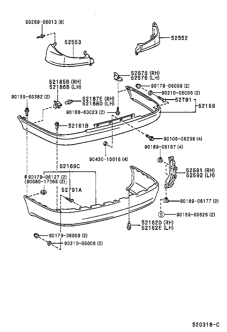 52592-05010 SEAL, REAR BUMPER SIDE, LH product image