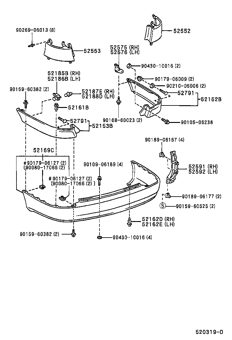 52592-05010 SEAL, REAR BUMPER SIDE, LH product image