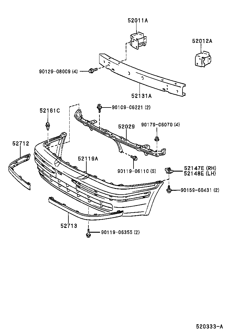 52147-16080 BRACKET, FRONT BUMPER MOUNTING, RH product image