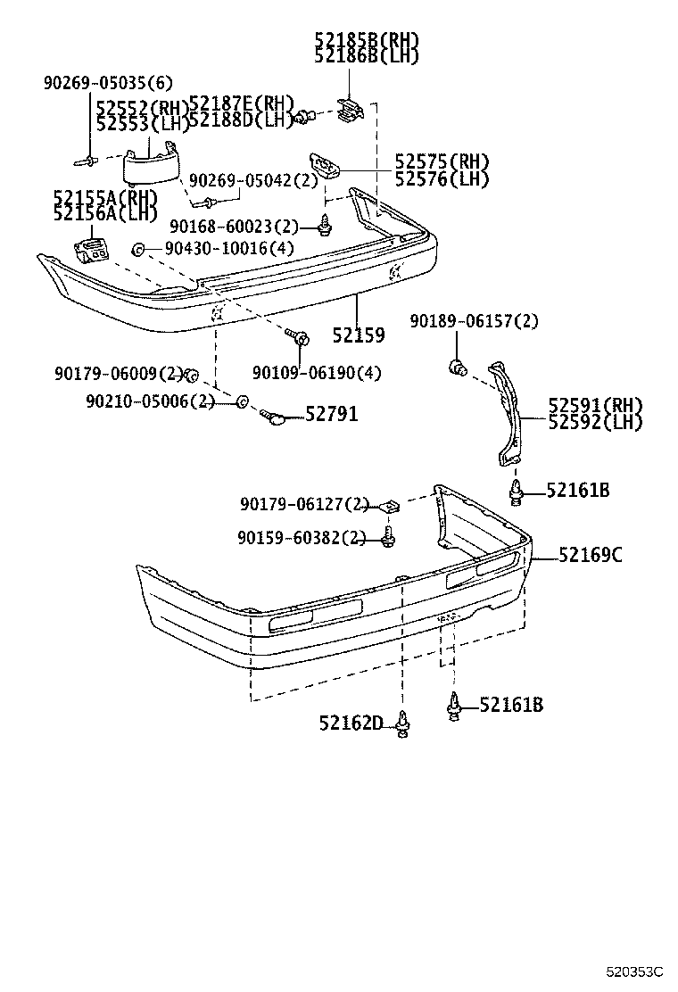 52159-20870-C0 COVER, REAR BUMPER product image