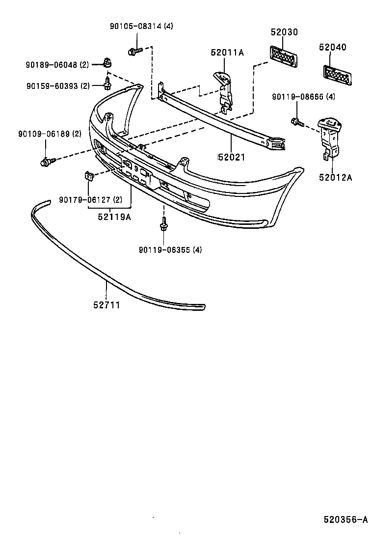 52030-10021 COVER ASSY, FRONT BUMPER HOLE, RH product image