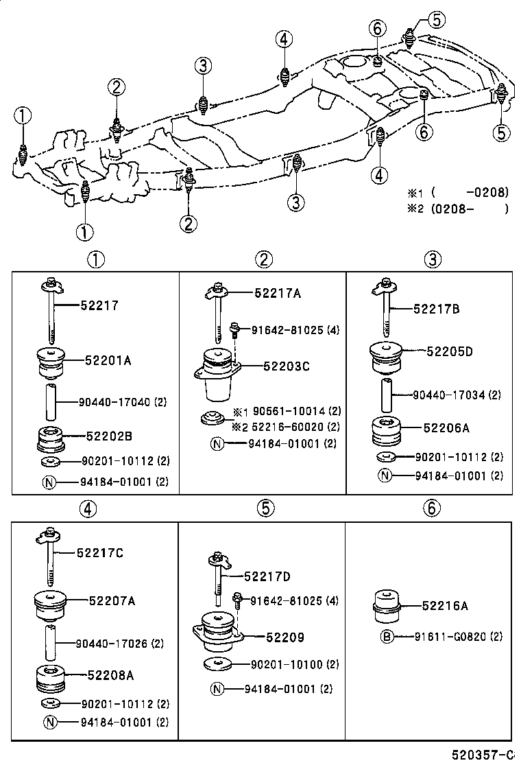 52202-60030 CUSHIION SUB-ASSY, CAB MOUNTING, NO.1 LOWER product image