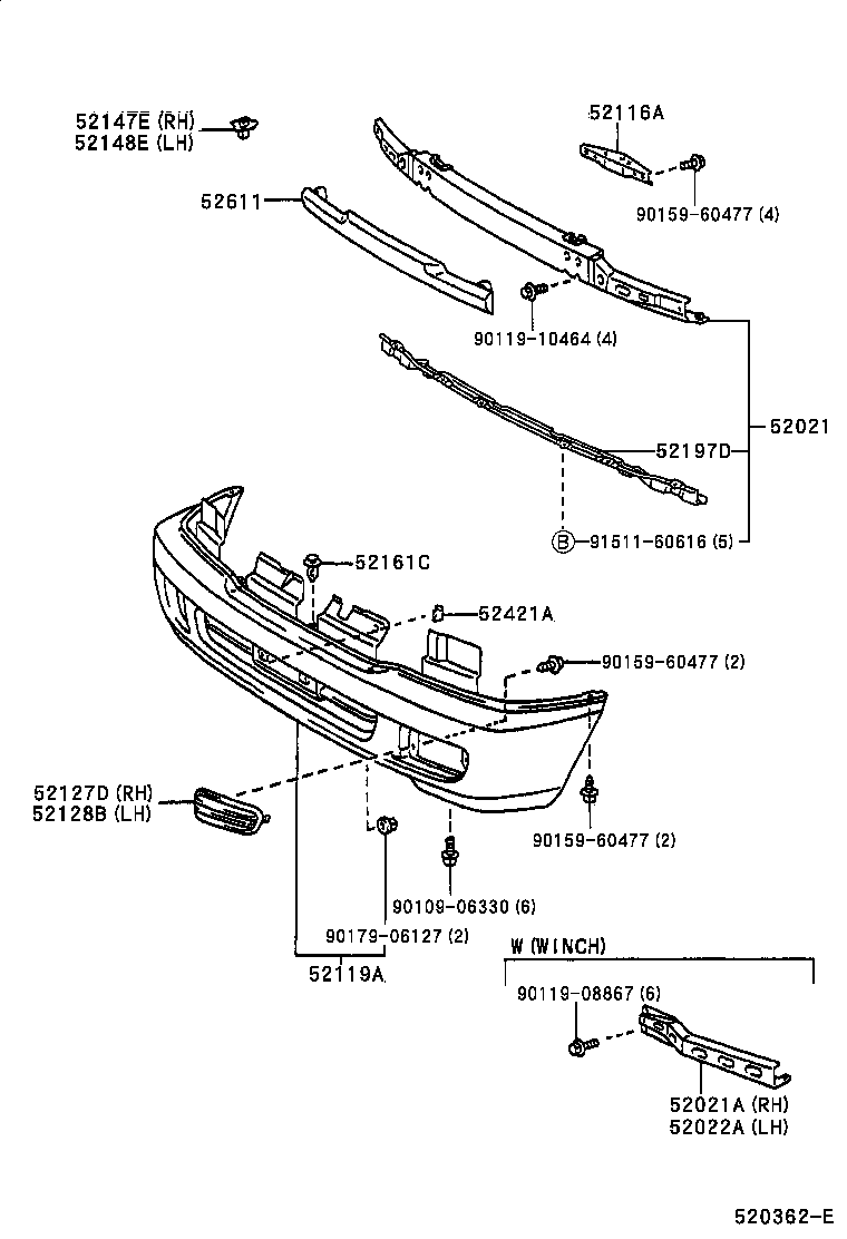52132-60070 REINFORCEMENT SUB-ASSY, FRONT BUMPER, LH product image