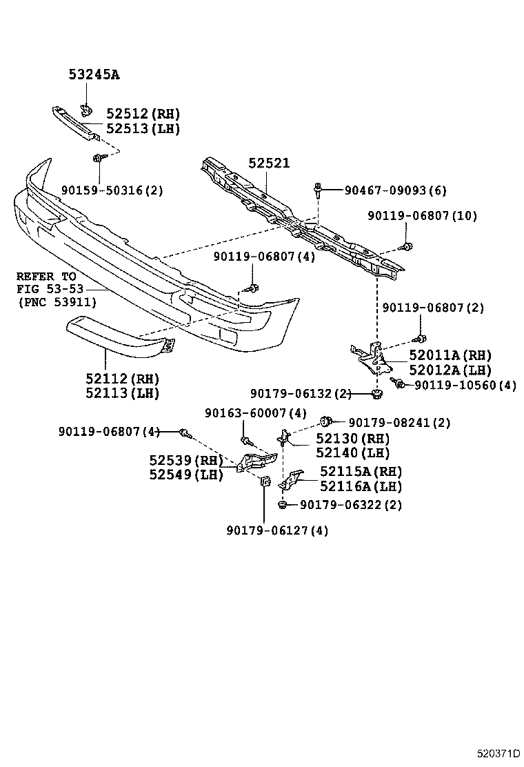 52116-35060 SUPPORT, FRONT BUMPER SIDE, LH product image