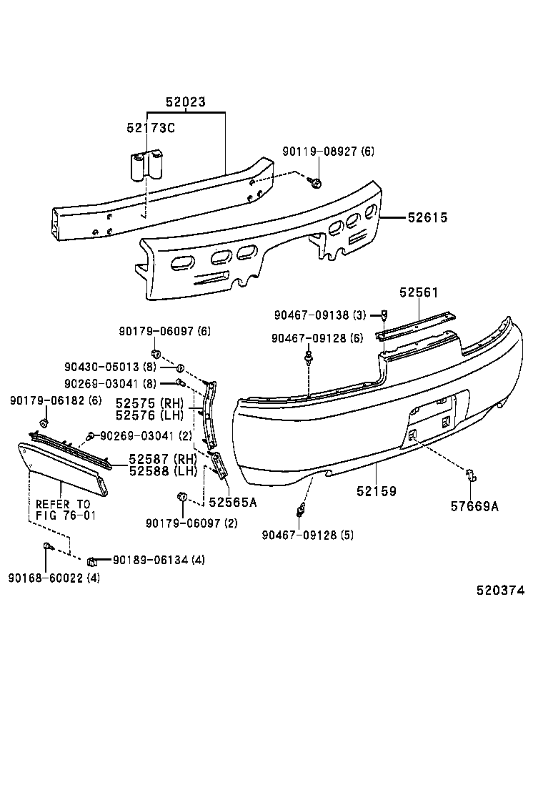 52159-24040-B0 COVER, REAR BUMPER product image