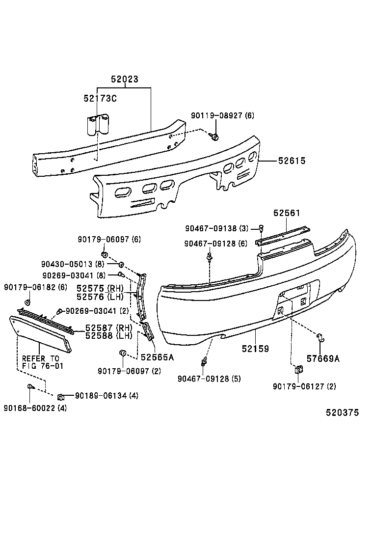 52159-24905 COVER, REAR BUMPER product image