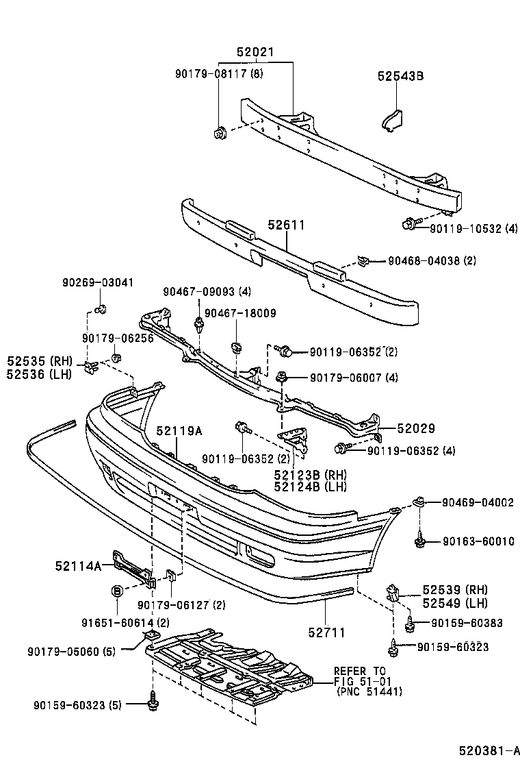 52124-30060 PLATE, FRONT BUMPER REINFORCEMENT, LH product image