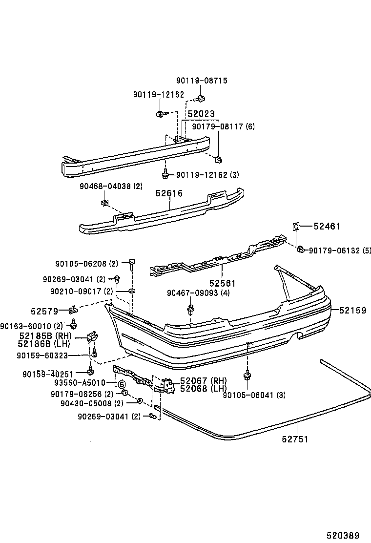 52507-30040 FILLER, REAR BUMPER, LH product image
