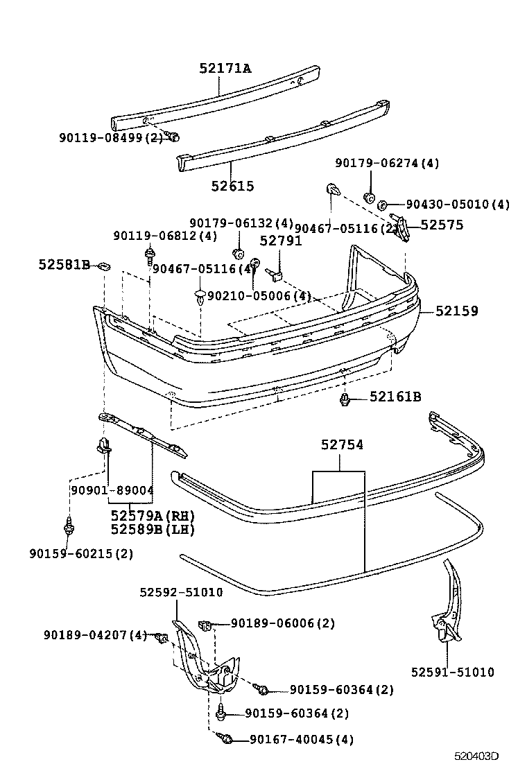 52171-51010 REINFORCEMENT, REAR BUMPER, NO.1 product image