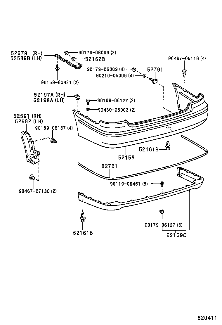 52155-32030 SUPPORT, REAR BUMPER SIDE, RH product image