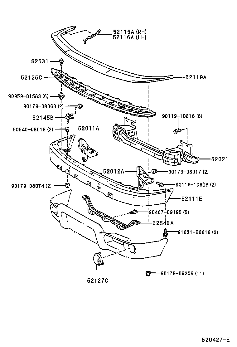 52116-35080 SUPPORT, FRONT BUMPER SIDE, LH product image