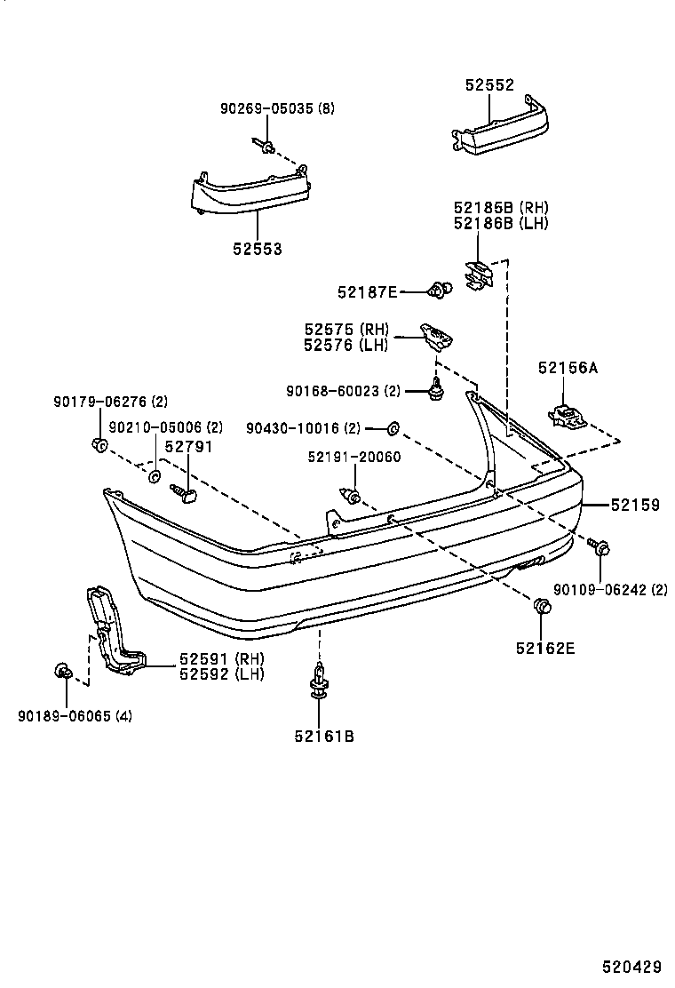52169-20070-B0 COVER, REAR BUMPER, LOWER product image