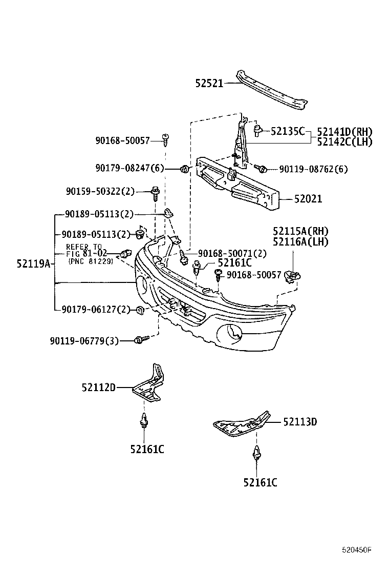 52133-28050 BRACKET, FRONT BUMPER EXTENSION MOUNTING, RH product image