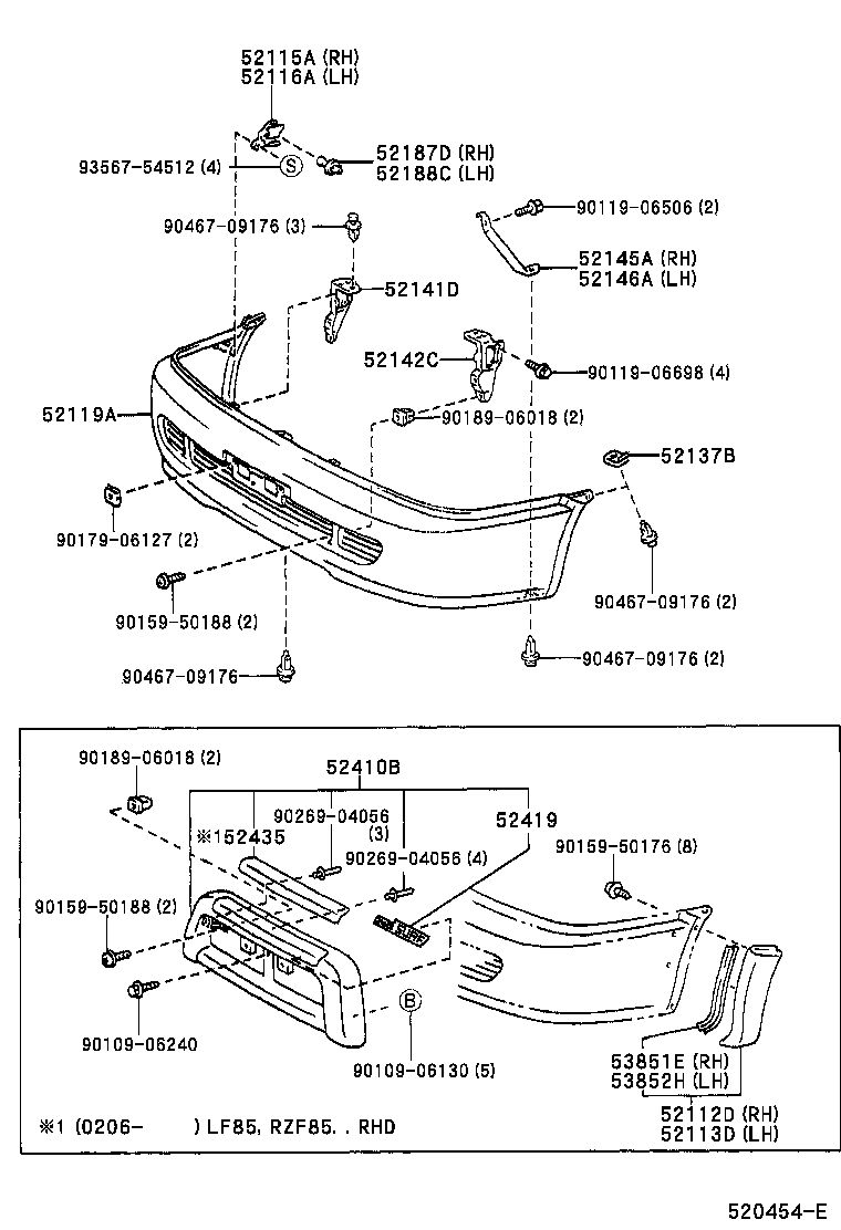 52102-0B070 EXTENSION, FRONT BUMPER, RH product image