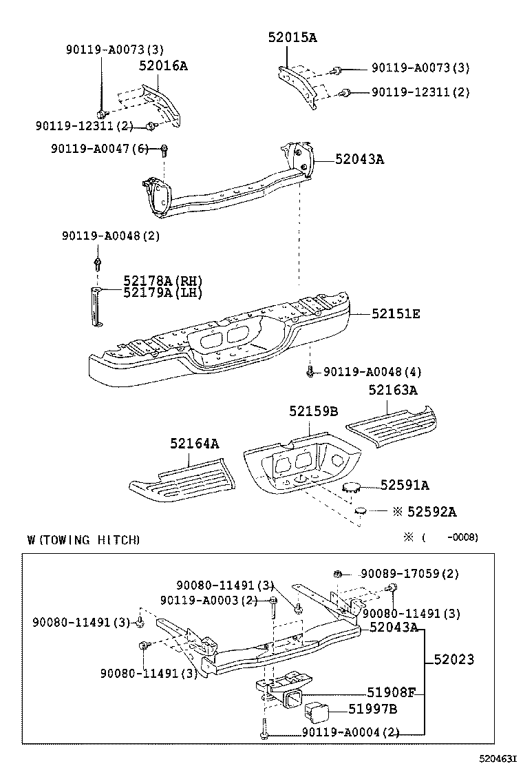 52015-0C010 ARM SUB-ASSY, REAR BUMPER, RH product image