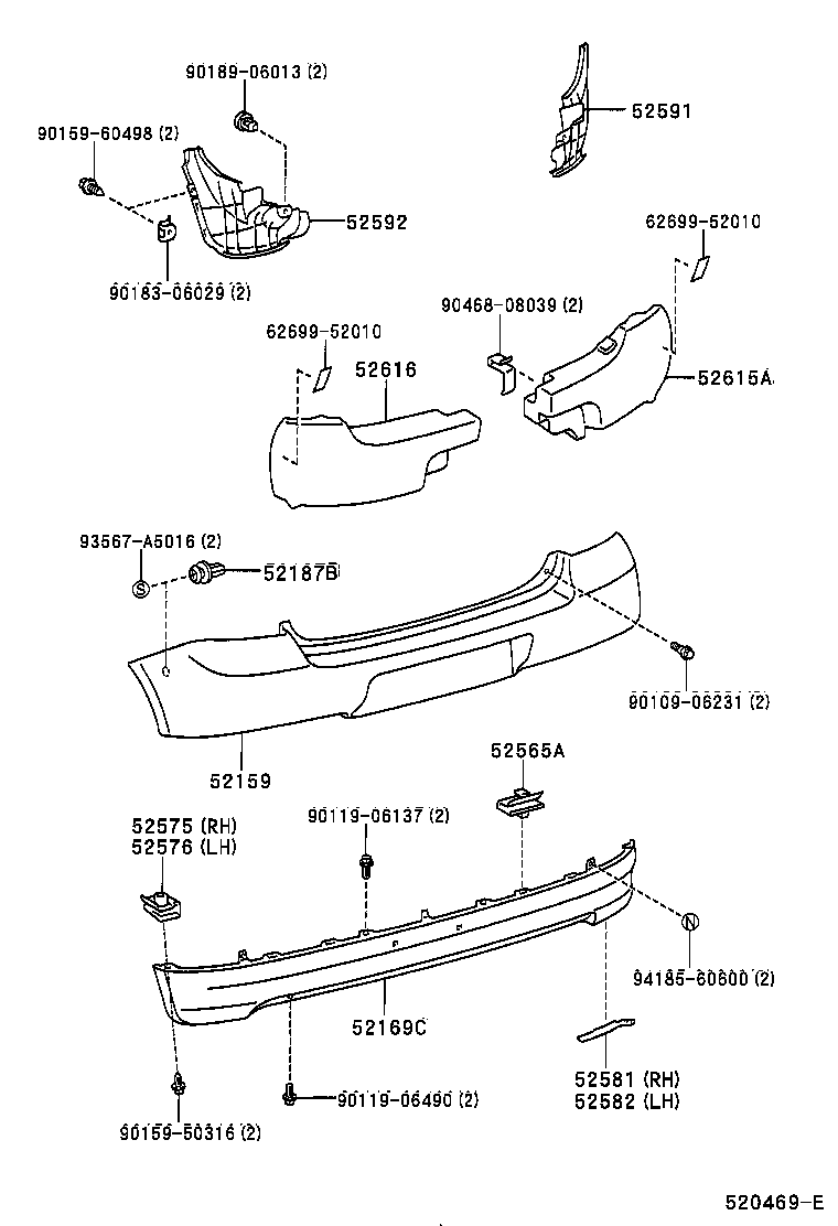 52592-52050 SEAL, REAR BUMPER SIDE, LH product image